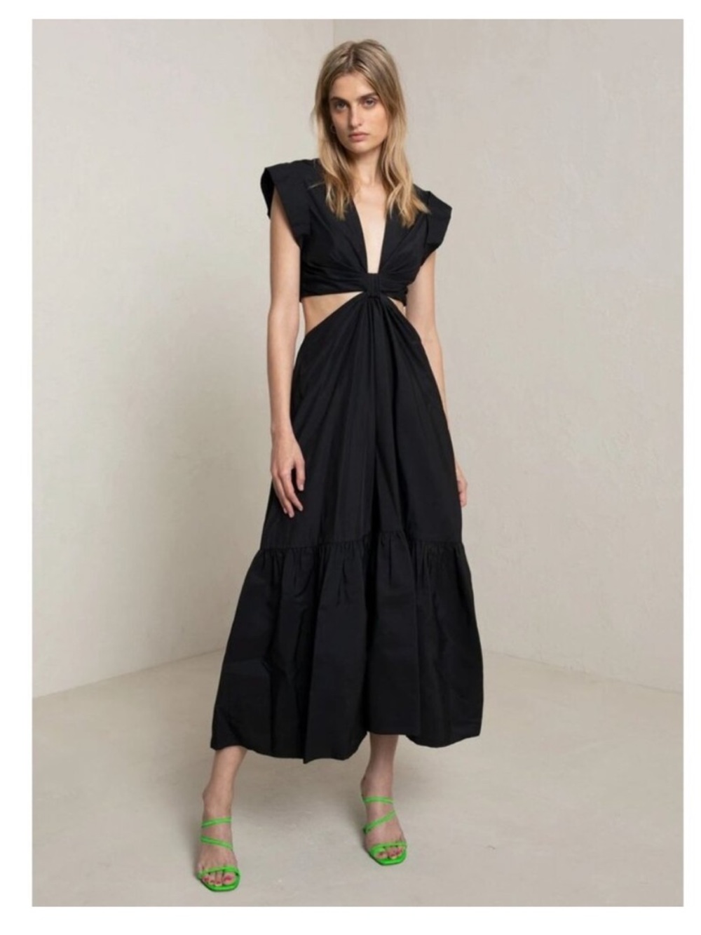 A.L.C. Alexandria Dress - Cotton Poplin Black Cutout Midi Dress - NWT SZ 4
